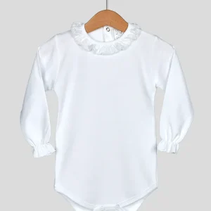 Body manga larga cuello puntos