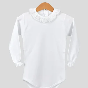 Body manga larga cuello blonda