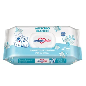 Amoremio Toallitas Musgo Blanco Para Perro Y Gato, Paquete De 40 Toallitas