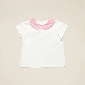 Blusa cuello bebé rayas naranjas