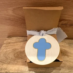 Medallón Cruz MC01 celeste-oro