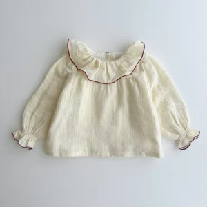 Blusa volantes bebé | Savia | Ecru Burdeos