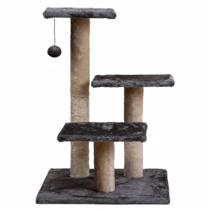 Rascador Para Gato Wuapu Modelo Four Con 3 Alturas. Altura 64cm, Base 45x45cm. Color Gris Oscuro