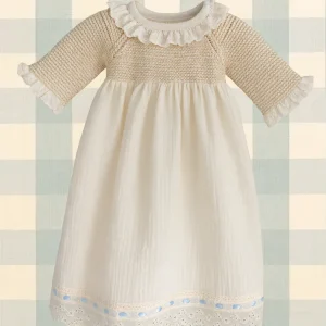 Faldón punto manga larga azul