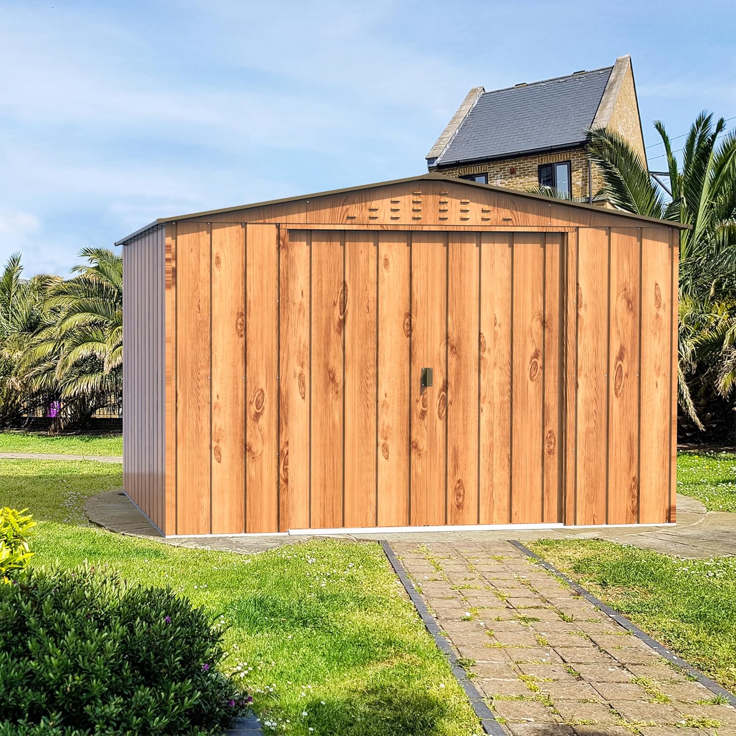 Duramax - Caseta Jardín - Top Hercules 10x8 - Metal - Color Imitación Madera - Imagen 3