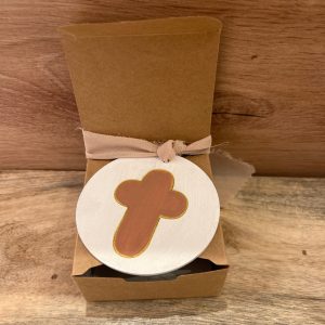 Medallón cruz MC01 beige-oro