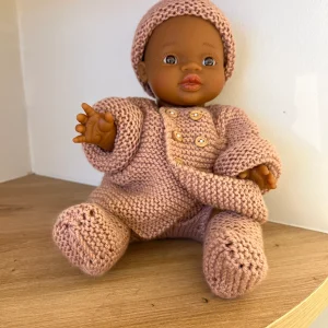 Muñeca Pocholita abrigo rosa empolvado