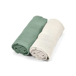 Pack 2 Muselinas De Algodón 70x70 Para Bebé Salvia