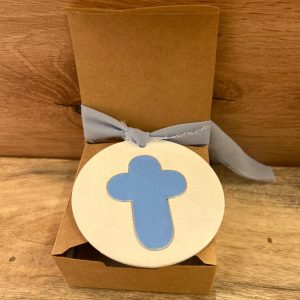 Medallón Cruz MC01 celeste-plata