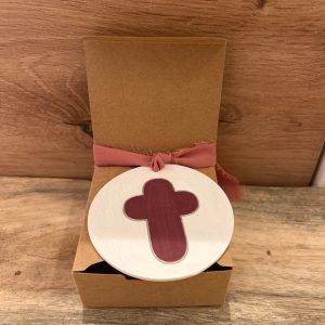 Medallón cruz MC01 Burdeos-plata