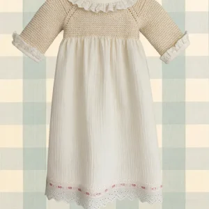 Faldón punto manga larga rosa