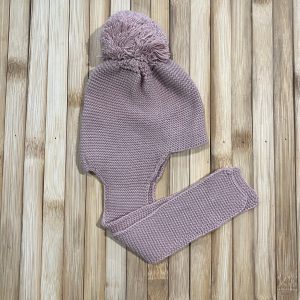 Gorro bufanda rosa empolvado