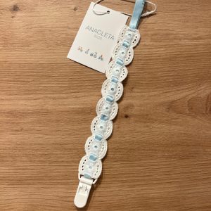 Chupetero cinta raso azul bebé