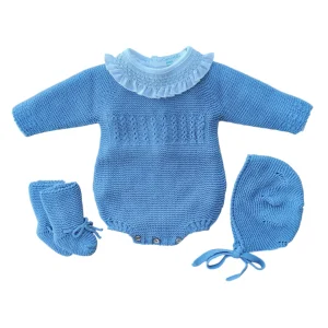 Conjunto Pelele Corto Ochos + Capota + Botitas Azulado (CH11)