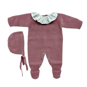 Conjunto pelele largo liso + capota tamarisco claro CH42