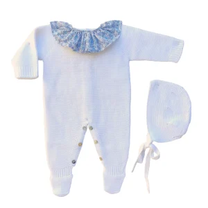 Conjunto pelele largo liso + capota blanco CH01