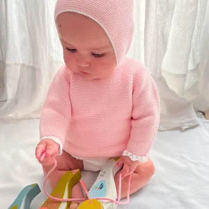 Capota algodón rosa/blanco