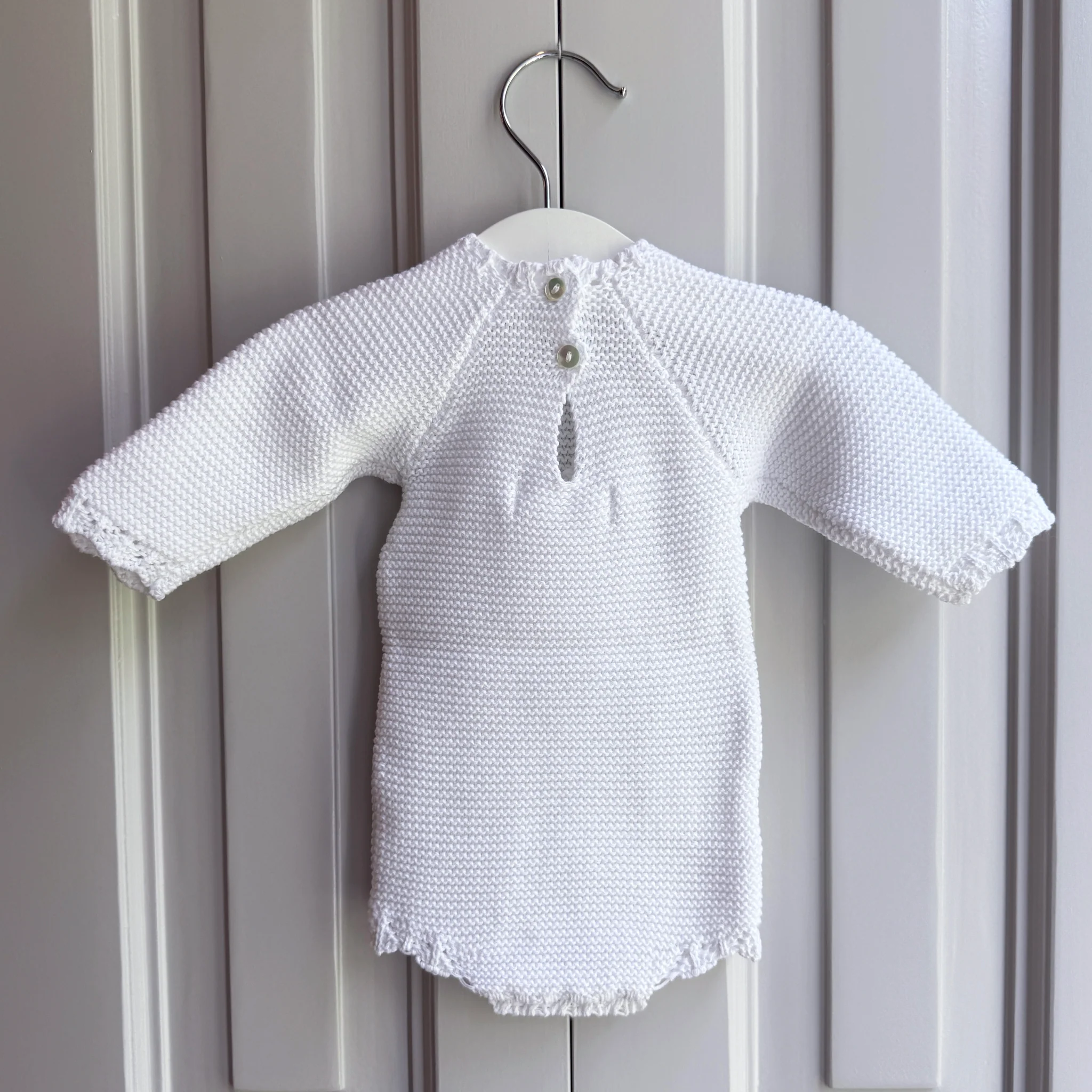 Pelele punto algodón blanco - Imagen 2