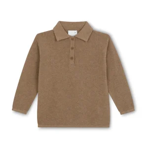 Polo manga larga algodón moca