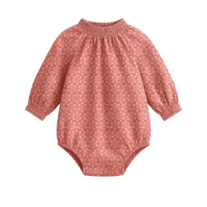 Pelele cuello smock flores geométricas