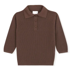 Polo merino manga larga marrón