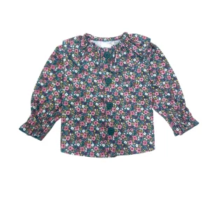 Blusa pijamera fondo verde flores rosas