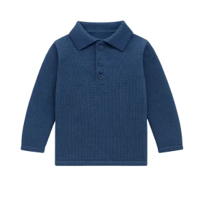 Polo lana merino azul