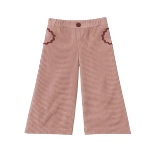 Pantalón ancho pana rosa zigzag burdeos