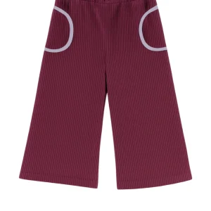 Pantalón ancho pana burdeos vivo rosa