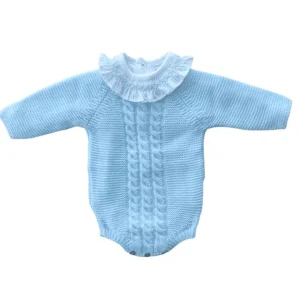 Pelele corto trenza azul celeste bebé CH03
