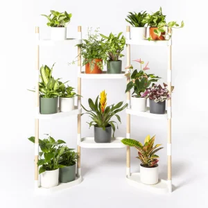 Soporte Modular Citysens De 8 Bandejas – Blanco, Polipropileno 100% Reciclado Y Madera Ecológica Pefc