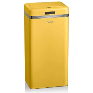 Cubo Basura Cocina Sensor De Apertura Automática, Metálico, Capacidad 45 Litros, Diseño Vintage, Swan, Swka4500yelneu, Amarillo
