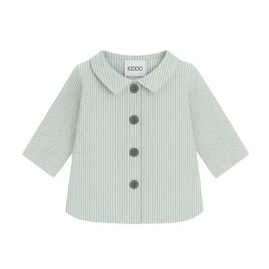 Camisa cuello pala rayas verdes