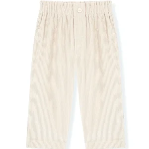 Pantalón frunce crema